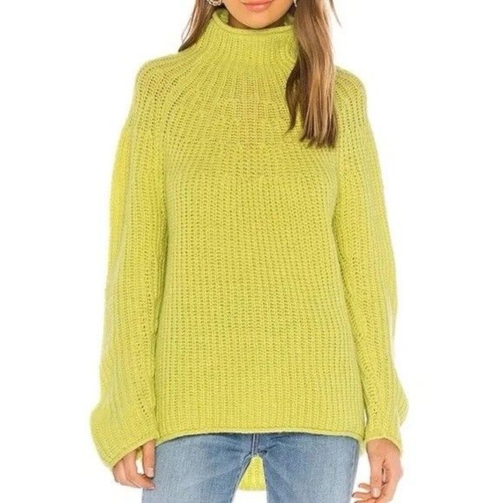 Rag & Bone Joseph Lime Green Turtleneck Sweater XS Cozy Relaxed Alpaca Wool